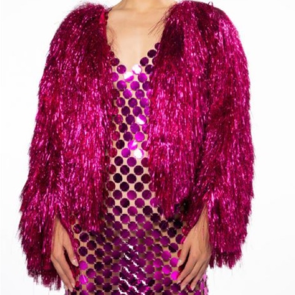 AKIRA — I'M SO FANCY METALLIC SHACKET IN PINK — XL